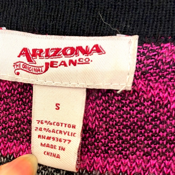 Arizona Jeans Pink Geometric Pattern Open Front Cardigan Size Small - Picture 4 of 7